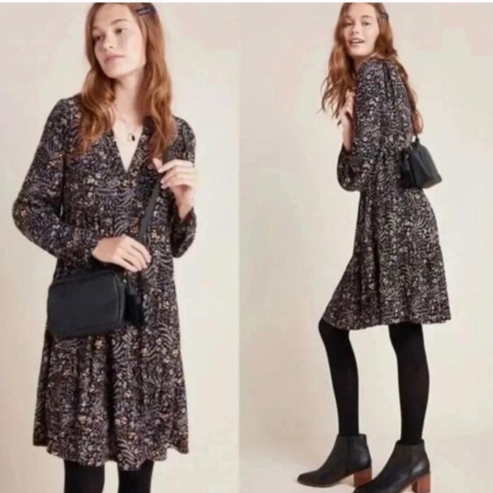 Anthropologie Maeve Amber Tiered Tunic Dress Sz M